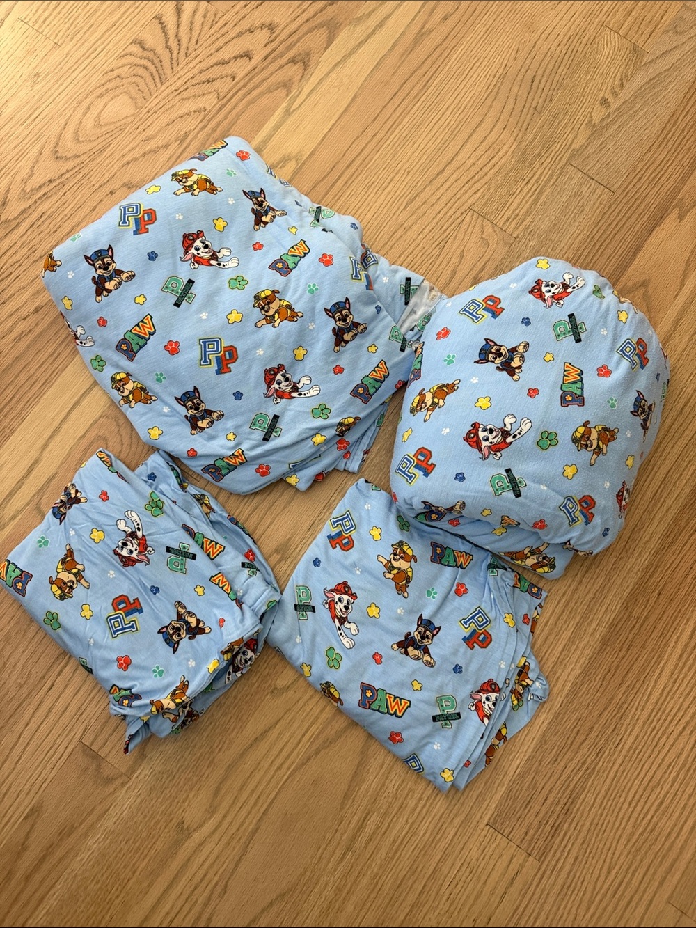 Bellabu Bear Varsity Blue Bamboo Paw Patrol Full Sheet Set